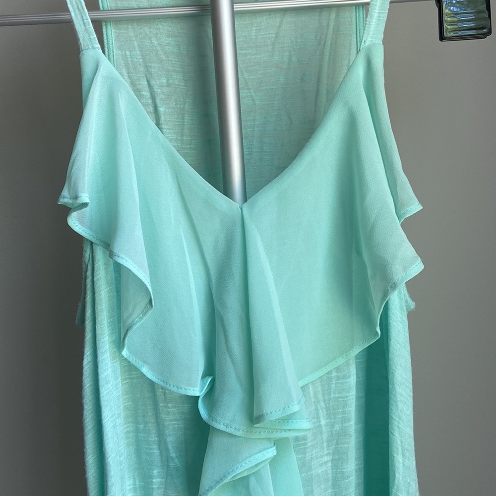 Mint Ruffled Tank- Size S - Picture 2 of 4